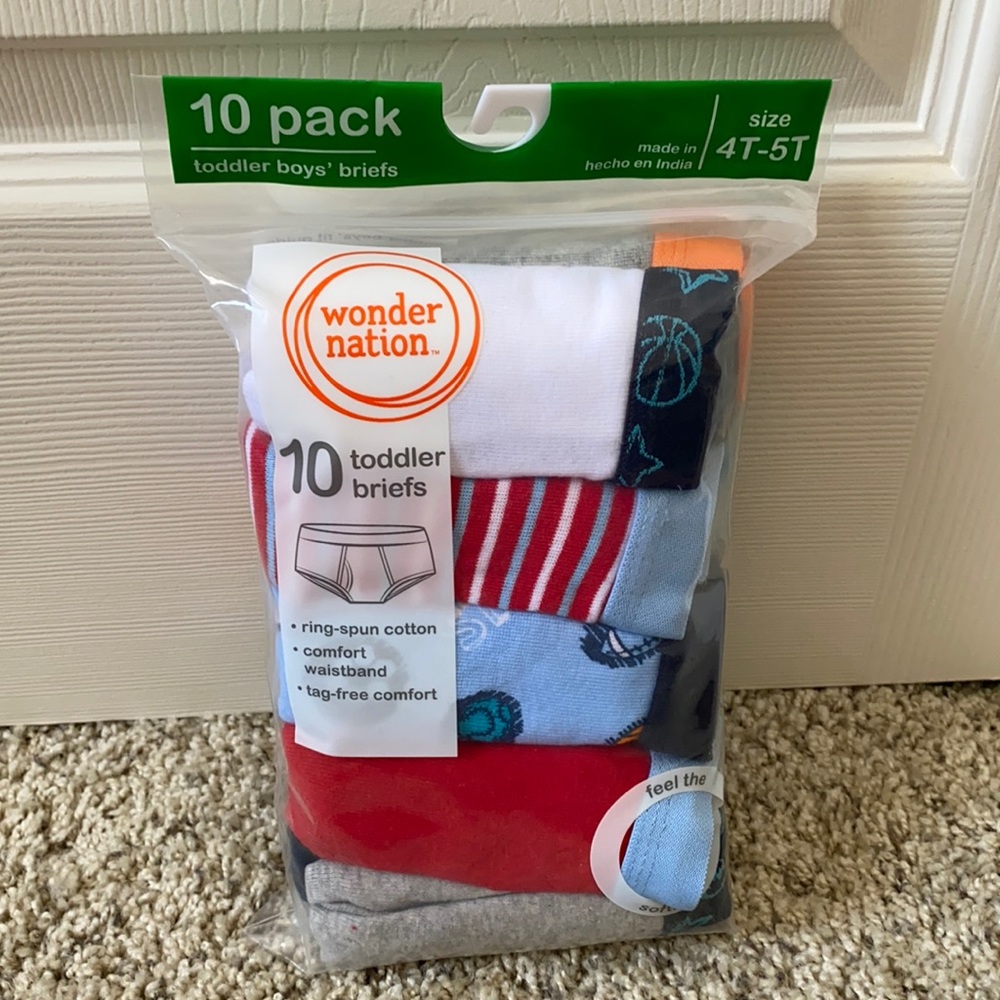 3/$15 Wonder Nation 10 Toddler Briefs Size 4T-5T